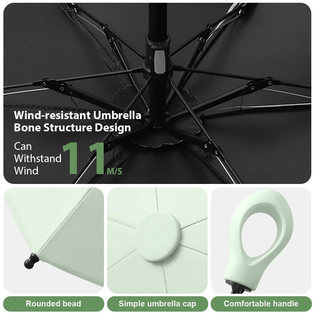 PALAY Mini Sun Umbrella for Travel with UPF 50 Protection and 6 Strong Ribs | Rubberized Ring Handle