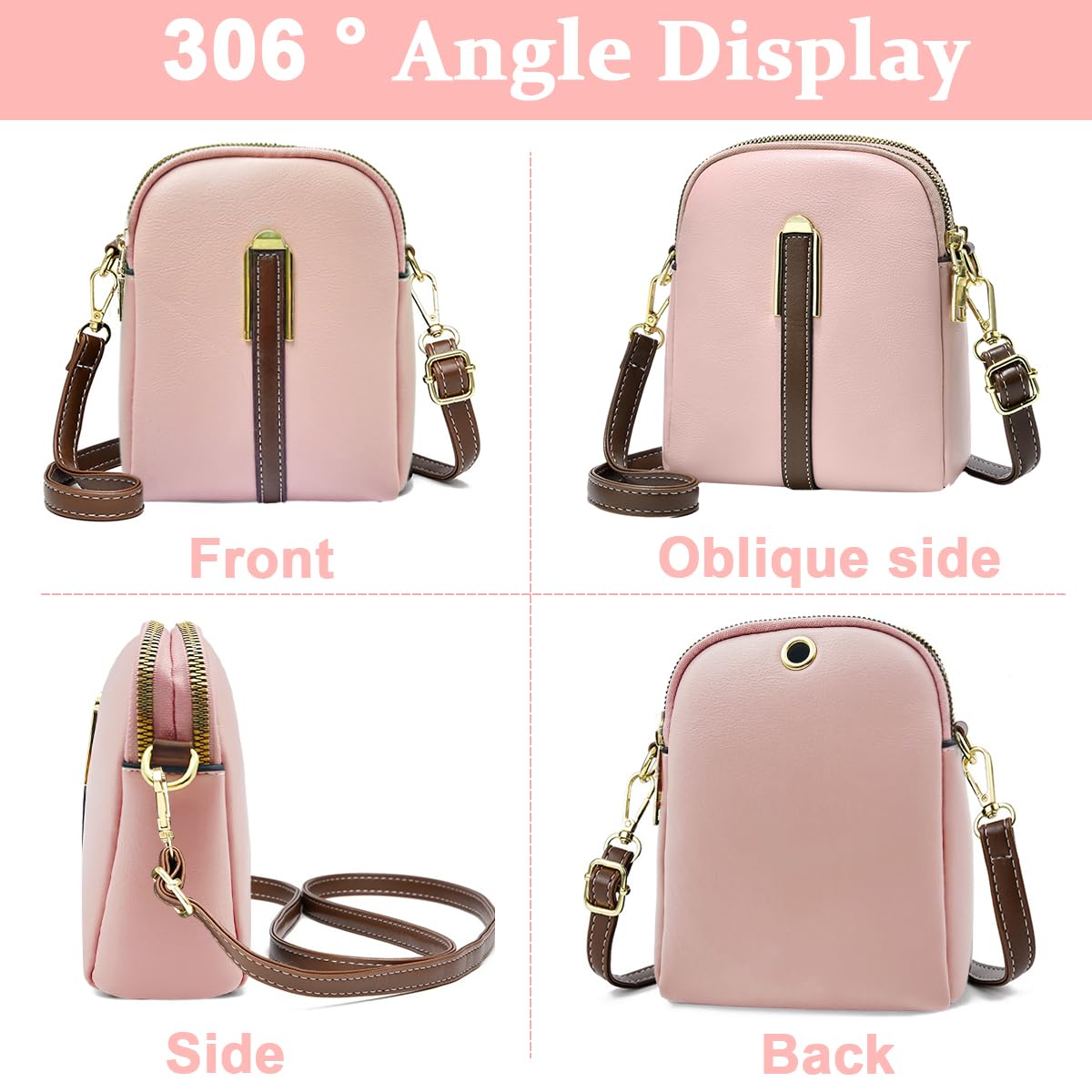 PALAY Sling Bag for Women with Double Layer 15×7×18 cm Design | Pink PU Crossbody
