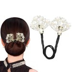 PALAY Juda Hair Bun Accessories for Women with Hidden Wire & White Floral Rhinestones | Quick Bun Maker for Daily and Party Hairstyles