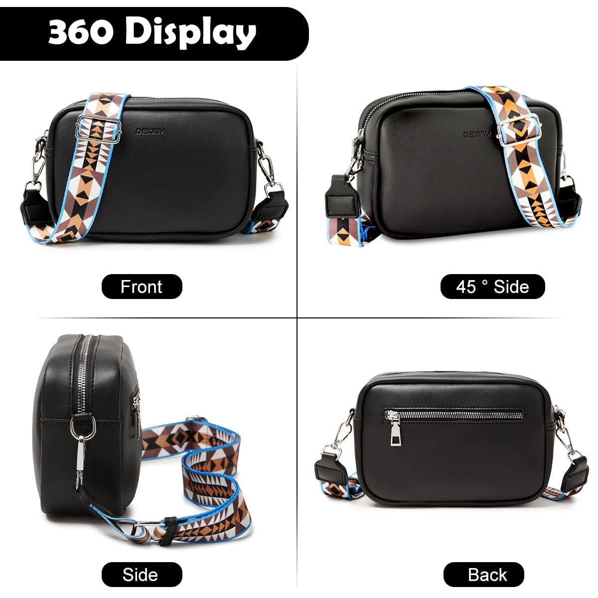 PALAY Crossbody Bag for Women with Adjustable Printed Strap and PVC Leather | 8.66x2.76x5.51 in