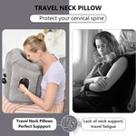 PALAY® Inflatable Travel Pillow, Airplane Neck Pillow Comfortably Supports Head And Chin For Airplanes, Trains, Cars And Office Napping, Grey, Polyvinyl Chloride, One size