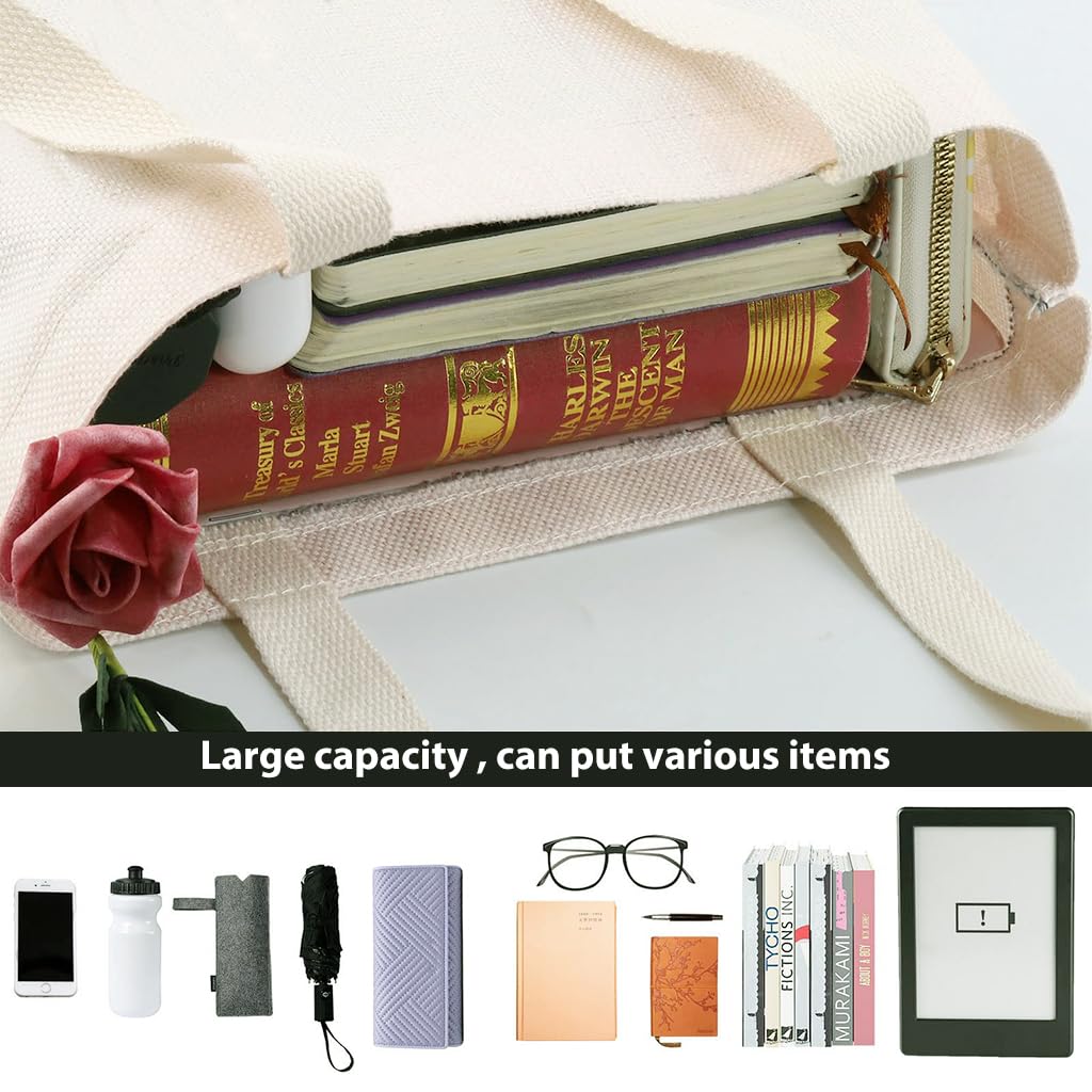 PALAY Tote Bag for Work and Travel with 15x16.5 in Capacity and Zipper Inner Pocket | Canvas Design