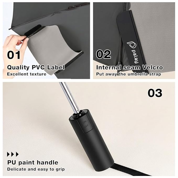 PALAY® Lightweight Compact Inverted Umbrella Windproof Auto Open Close – Quick Fold Travel Umbrella for Women & Men Black