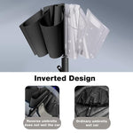 PALAY® Lightweight Compact Inverted Umbrella Windproof Auto Open Close – Quick Fold Travel Umbrella for Women & Men Black