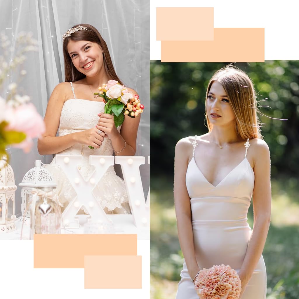 PALAY Pearl Bra Straps for Women featuring Floral Beads and Adjustable 12.4 in Design | Chic Replacement for Dresses