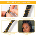 PALAY Hair Jewelry for Braids featuring 220 pcs metal rings and crown charms in gold for women