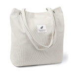 PALAY Tote Handbags for Women featuring Large Capacity Canvas Corduroy Design | White Shoulder Bag for Daily Use