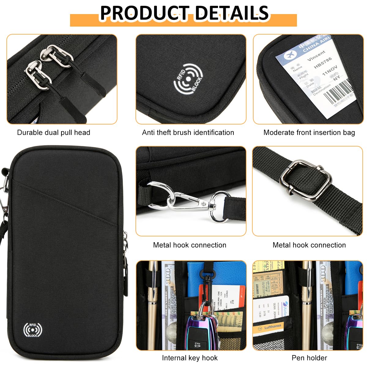 PALAY Travel Passport Holder for Organized Trips with RFID Blocking and 13x24cm Oxford Cloth Design