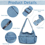 PALAY Canvas Shoulder Bag for Travel and Casual Use with Multi Compartment Design | Blue Denim Crossbody for Women