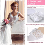 PALAY Lace Gloves for Weddings and Parties featuring Butterfly Bow in White 25×8 cm | Elegant Bridal Accessory