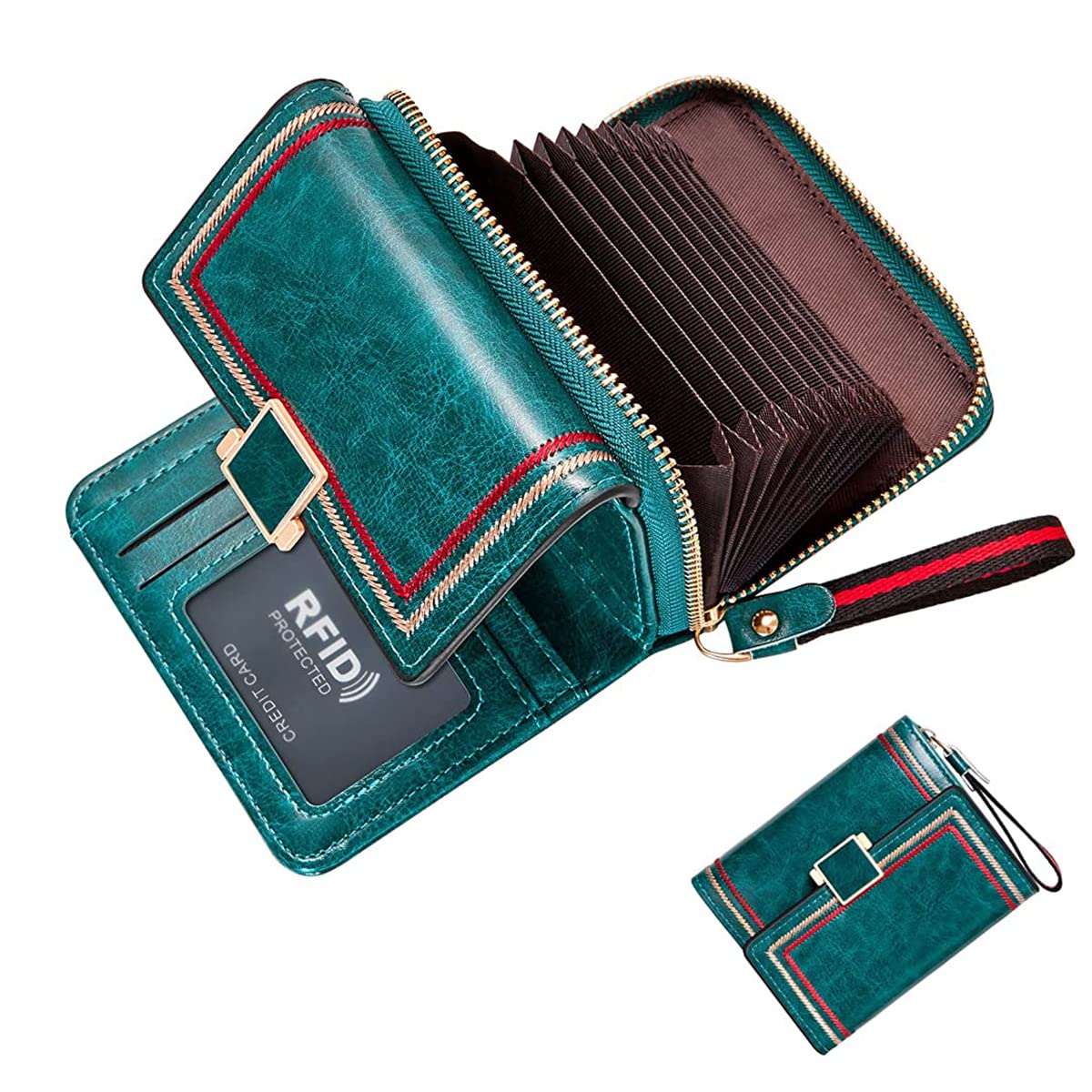PALAY Women's Leather Wallet for Daily Use with 17 Card Slots and RFID Blocking | Turquoise