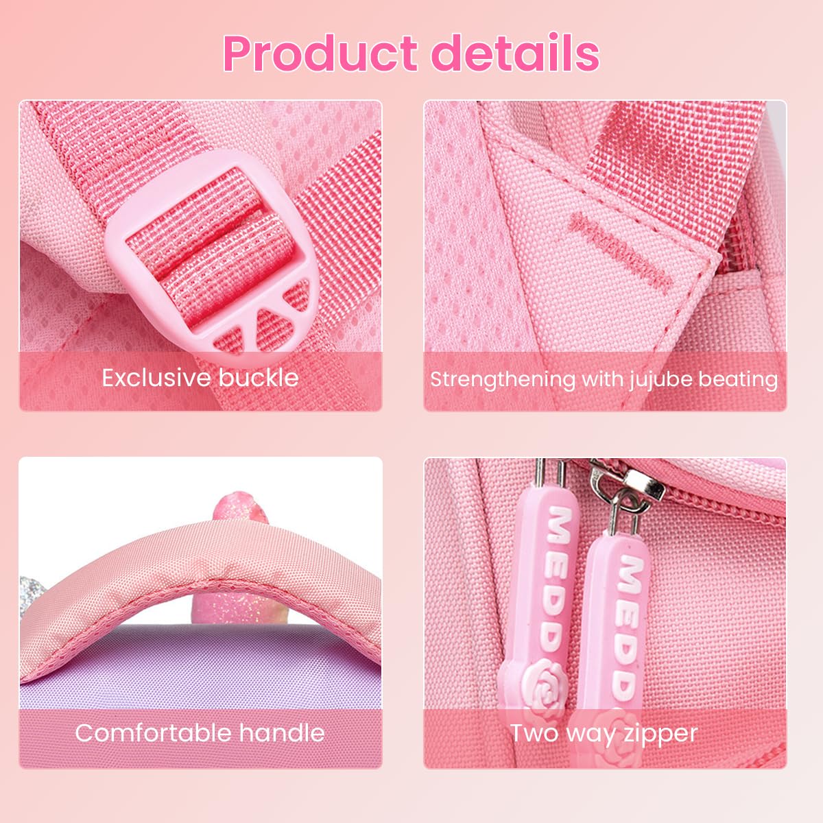 PALAY School Backpack for Girls with 28×19×39cm Multi Compartment Design and Ergonomic Back | Waterproof Oxford Cloth Pink Bag for Kids 6–12 Years