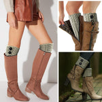 PALAY Boot Cuff Leg Warmers for Winter with Crochet Knitted Design and Soft Acrylic | Grey