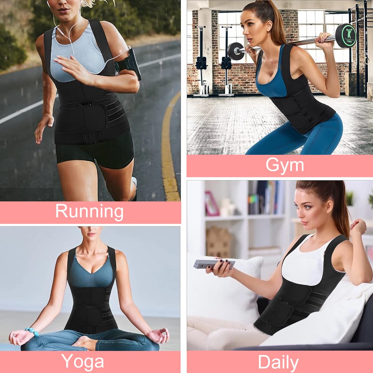 PALAY Waist Trainer for Women featuring Dual Belt and Zipper Design with Polyester Black | Size L 84cm Bust 78cm Waist