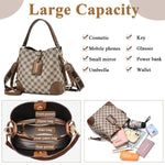 PALAY Bucket Bag for Women with Detachable Shoulder Strap and Belt Closure | 23x12x22 cm PU Fashion Check Pattern