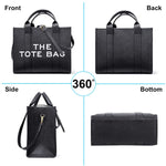 PALAY Tote Bag for Women with Adjustable and Detachable Strap 27.5×10.5×22cm Black | Large Capacity PU Leather Handbag for Office and Daily Use