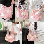 PALAY Crossbody Bag for Women with Adjustable Strap and 38x30x12cm Capacity | Pink Corduroy Y2K Style
