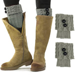 PALAY Boot Cuff Leg Warmers for Winter with Crochet Knitted Design and Soft Acrylic | Grey