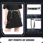 PALAY® Goth Punk Black Mini Skirt Chain Belt Rock Accessories for Uniform Pleated Skirts Jeans Pants