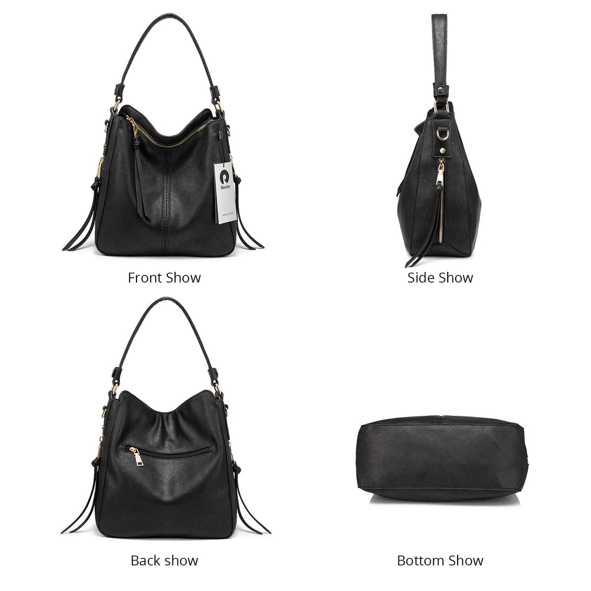 PALAY Handbag for Daily and Travel Use with 32×12×28 cm Compartments | Faux Leather Black