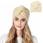 PALAY Turban Winter Cap for Women with Crochet Knit Design in Beige | Warm Acrylic Fabric