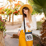 PALAY Women Sling Bag for Travel with Elephant Embroidery and Two Zipper Pouches 23x23x5 cm