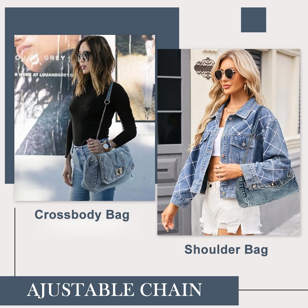 PALAY Vintage Hobo Bag for Women featuring Twist Lock Metal Closure and Soft Denim 33x12x21cm