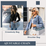 PALAY Vintage Hobo Bag for Women featuring Twist Lock Metal Closure and Soft Denim 33x12x21cm