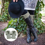 PALAY Boot Cuff Leg Warmers for Winter with Crochet Knitted Design and Soft Acrylic | Grey