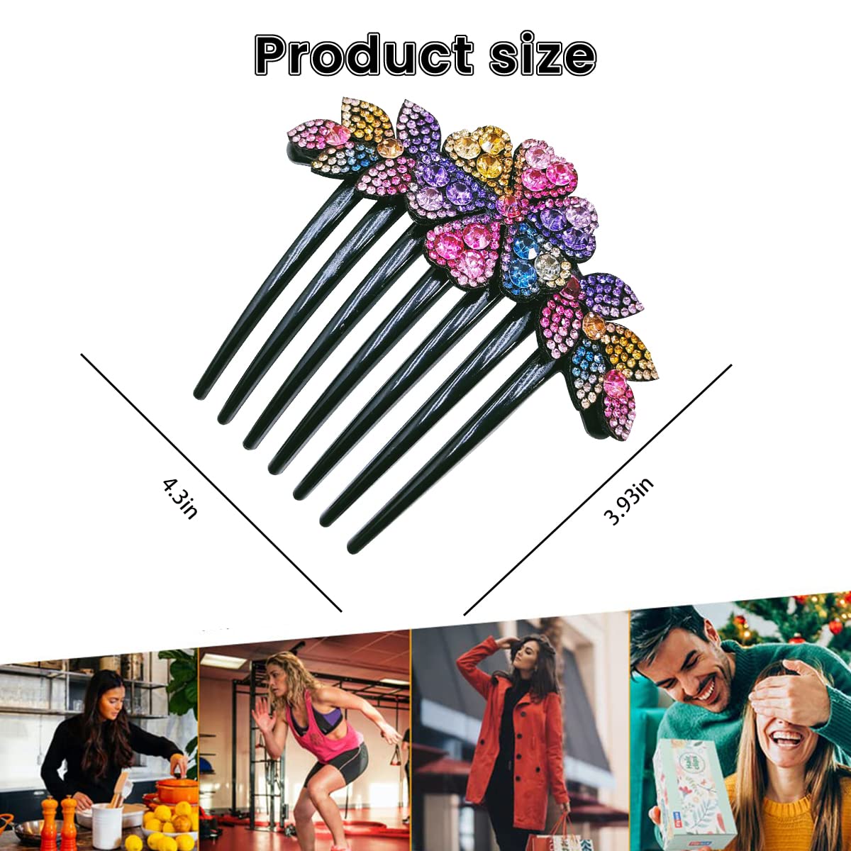 PALAY Hair Comb Clips for Women featuring Rhinestone Flower Design 10×11 cm | Elegant Bridal Bun Accessory