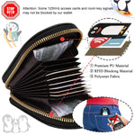 PALAY Travel Card Holder with 8 Slots and Secure Zipper Closure | PU Penguin Print Wallet