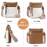 PALAY Crossbody Bags for Women with Triple Layer Design and Jacquard Strap | White PU Leather
