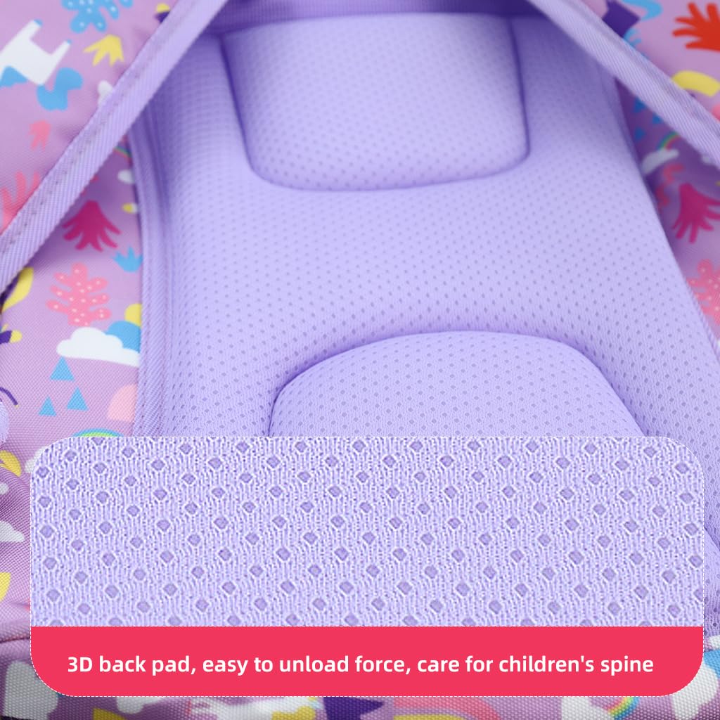 PALAY Girls School Backpack for Travel and School with 39×29×17cm Capacity featuring Breathable Padded Straps and Waterproof EVA Material | Cute Unicorn Design for Kids 5–10 Years