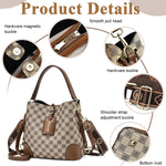 PALAY PU Bucket Bag for Women with Detachable Shoulder Strap and 23x12x22 cm Capacity | Check Pattern Crossbody for Daily Use