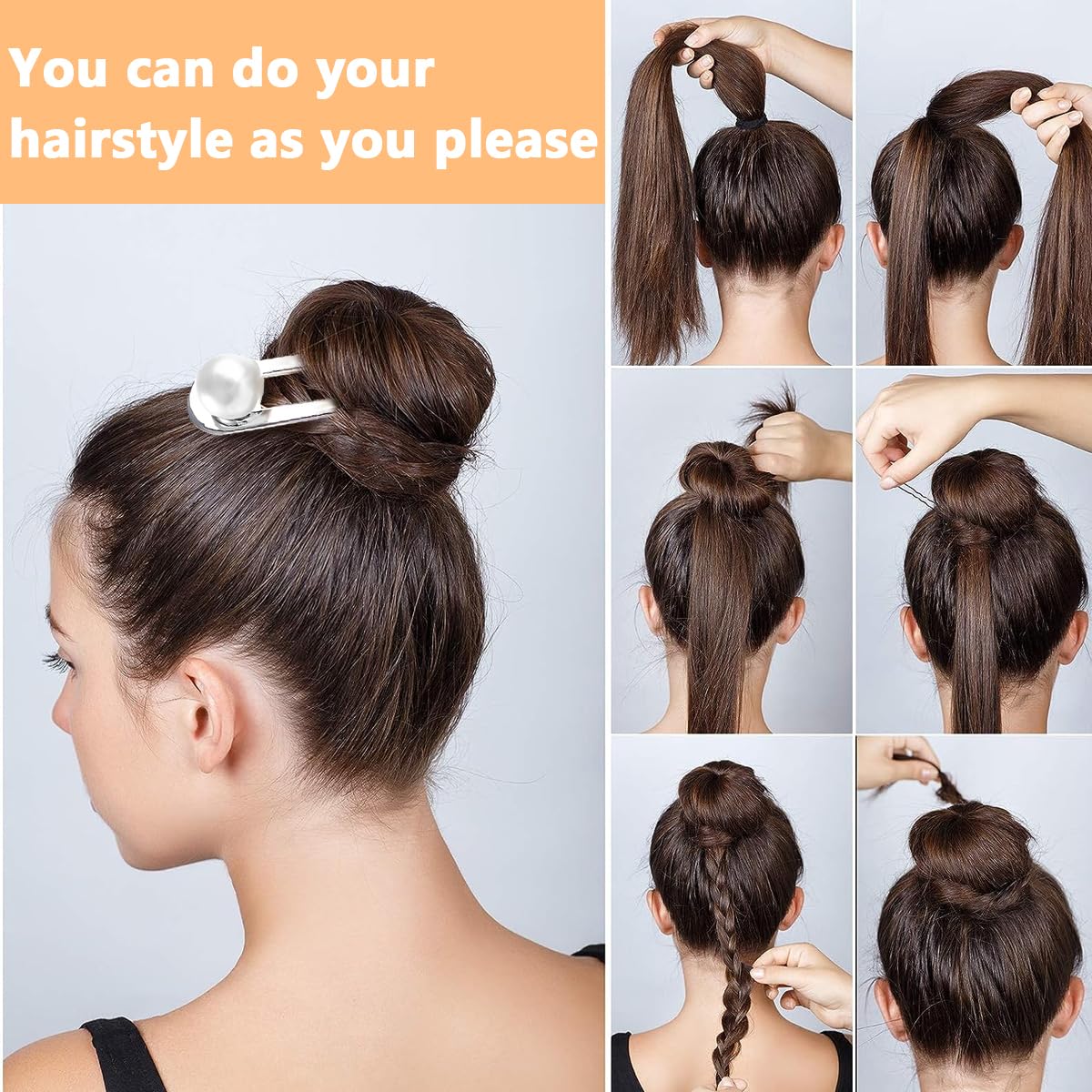 PALAY Pearl Hair Stick for Buns with 5.8 in U Shaped Metal Pins | Elegant Gift for Women