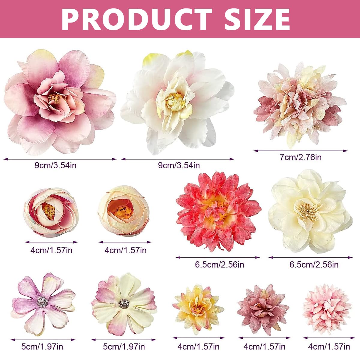 PALAY Floral Hair Clip Set for Wedding and Party with 21pcs Chiffon Flowers | Women Girls