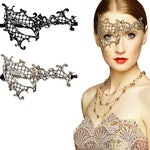 PALAY Lace Eye Masquerade Masks for Party with Exquisite Hollow Design | 2Pcs Black and Gold 22×13cm