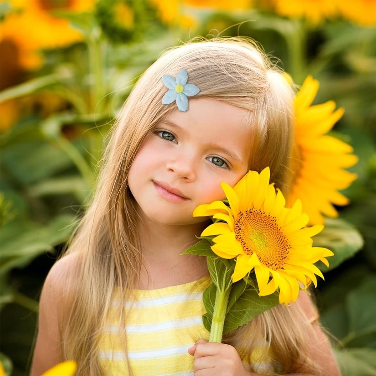 PALAY Cinnamoroll Hair Clips for Girls featuring 8pcs Plush Flower Blue Barrettes | Kawaii Accessory