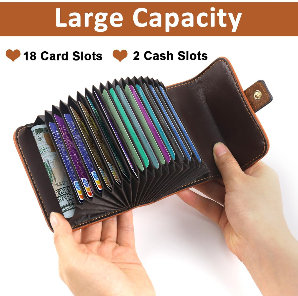 PALAY Women's Card Holder Wallet with 18 Compartments and RFID Blocking PU Leather | Brown Travel Organizer