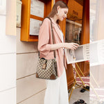 PALAY Bucket Bag for Women with Detachable Shoulder Strap and Belt Closure | 23x12x22 cm PU Fashion Check Pattern