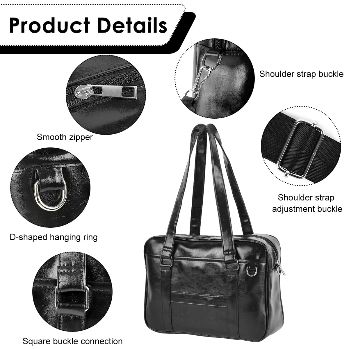 PALAY Tote Bag for Women featuring 32x10x23cm size and stand feet | black PU leather crossbody