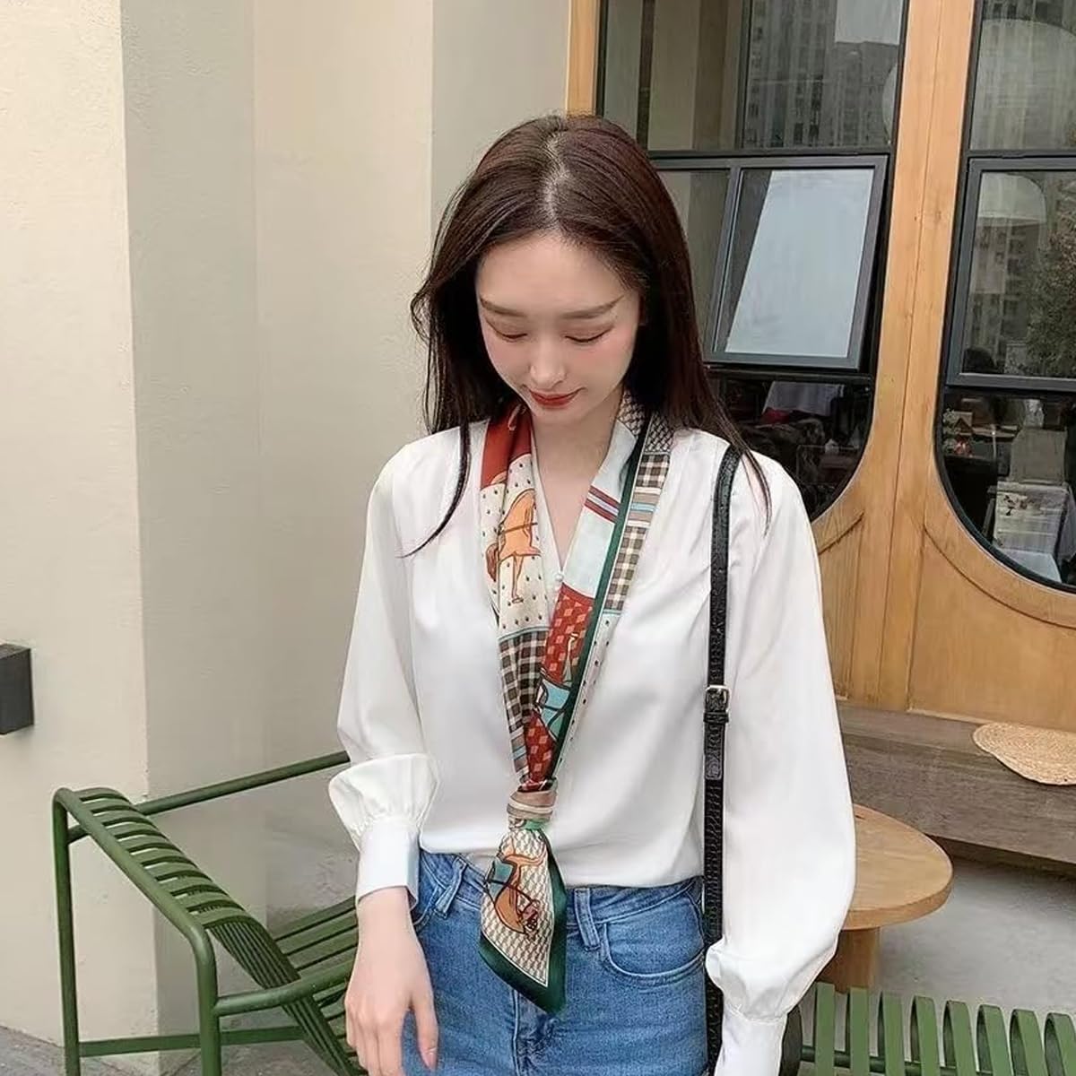 PALAY Silk Scarf for Women featuring Floral Print Satin 59x5.2 in | Stylish Neck and Hair Accessory