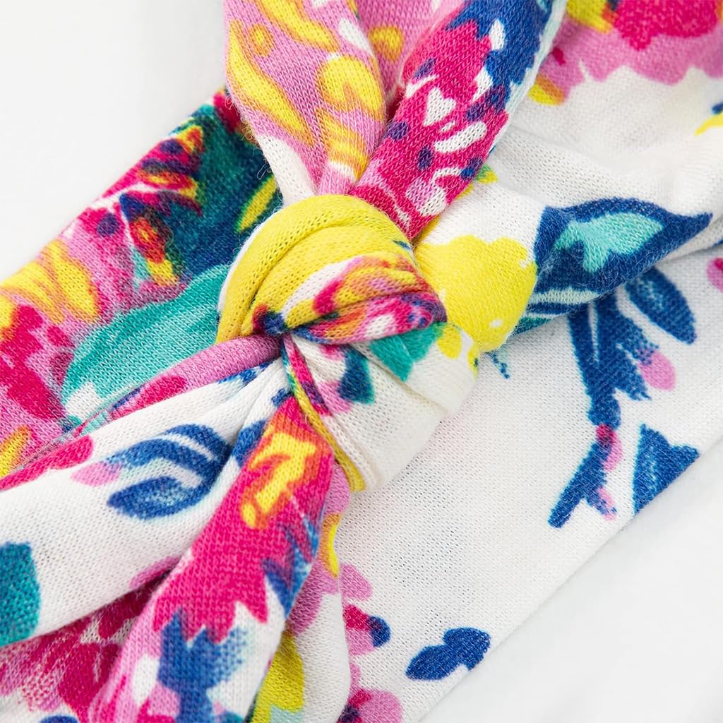 PALAY Girl Headband Set for Daily Wear with Stretchy Knotted Turban | 6pcs Floral Bows