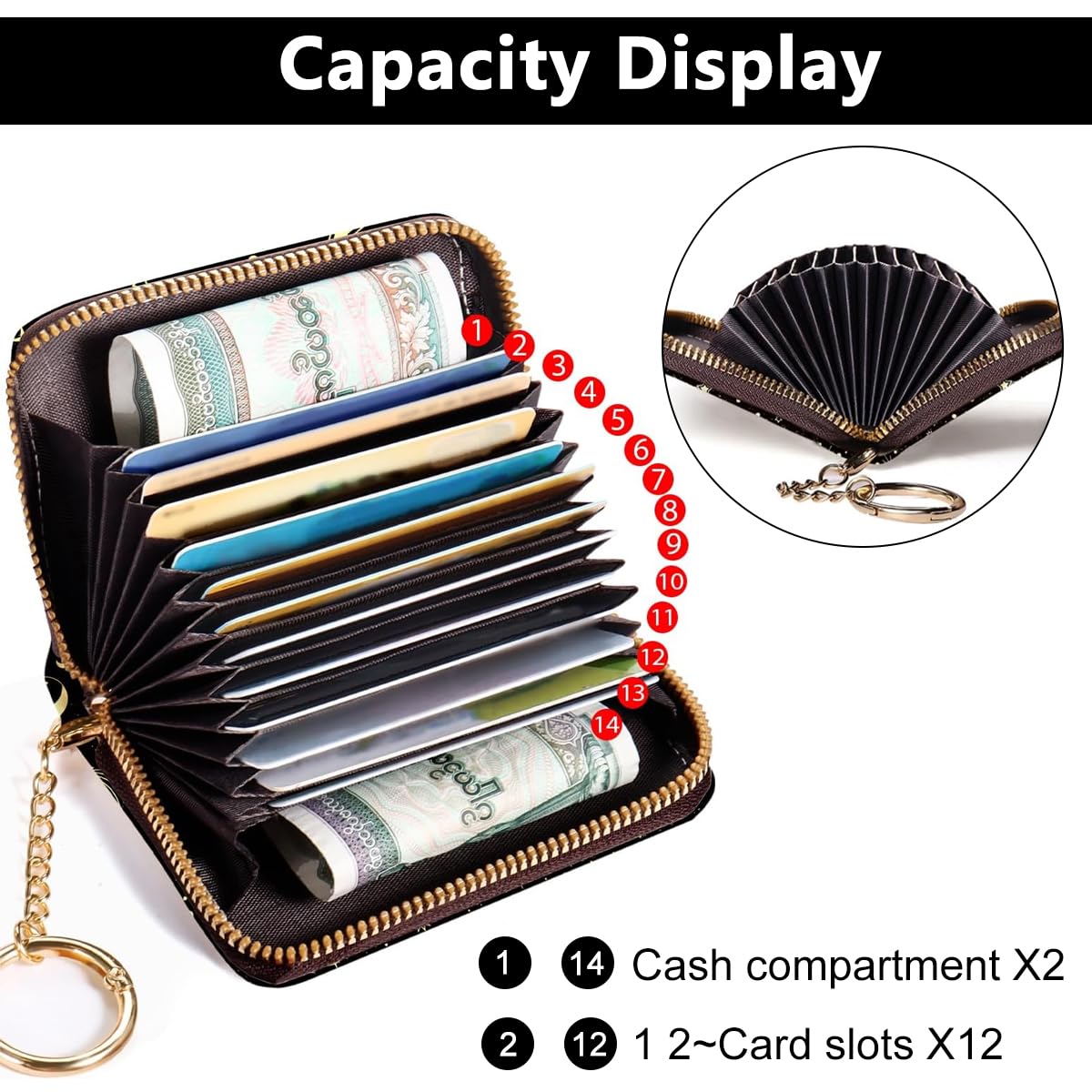 PALAY Credit Card Holder Wallet for Women with 12 Slots and Dual Cash Compartments | PU Leather 11×8×2.5 cm Design