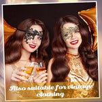 PALAY Lace Eye Masquerade Masks for Party with Exquisite Hollow Design | 2Pcs Black and Gold 22×13cm