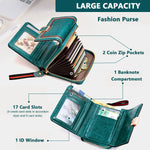 PALAY Women Wallet for Daily Use featuring RFID Blocking and 17 Card Slots | Turquoise PU Leather Bifold