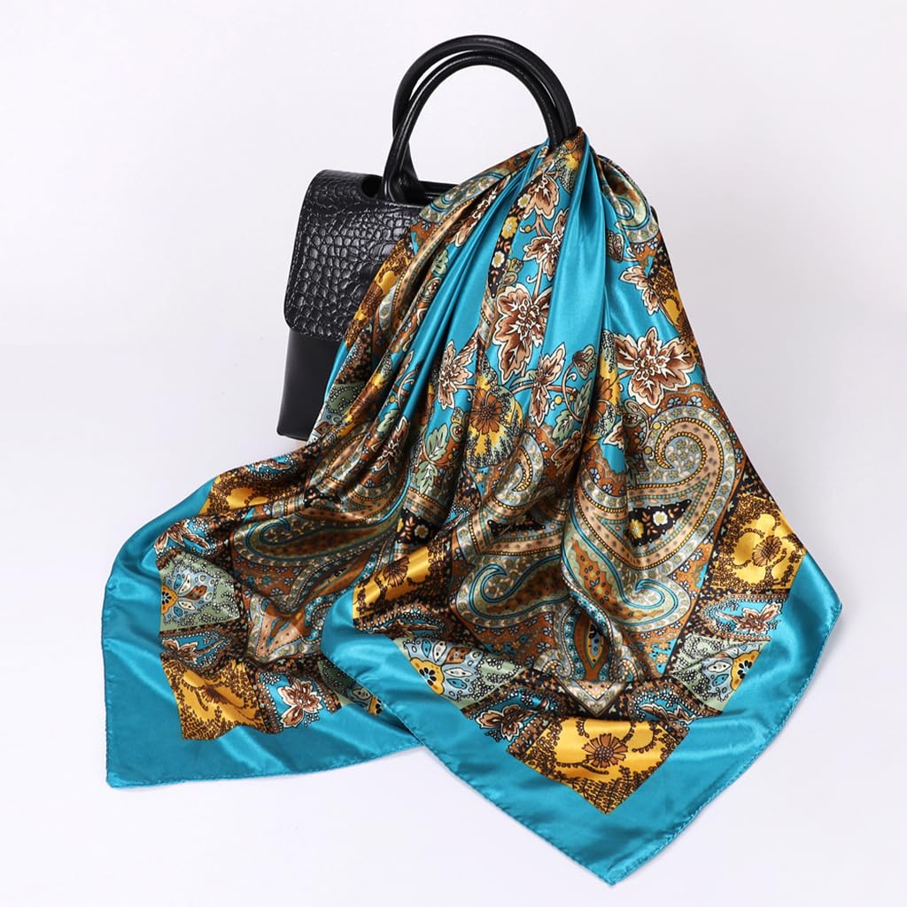 PALAY Silk Scarf for Women 6PCS 35x35 in Square Satin Set with Fashion Print | Gift Idea