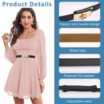 PALAY Waist Belt for Women Dresses with Metal Snap Button and PU Leather Black Design 65–105 cm