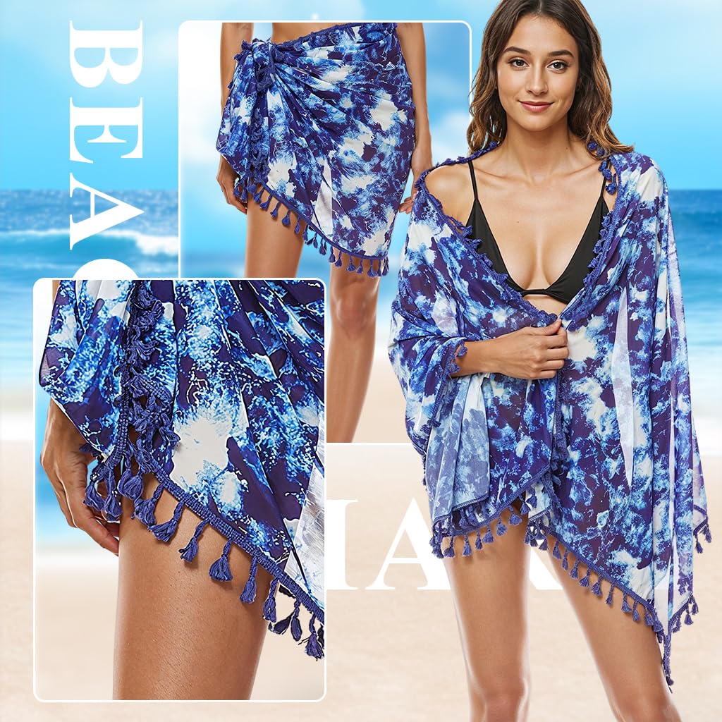 PALAY Womens Beach Wrap Shawl for Summer Outings with Tassel Accents and Chiffon Fabric | Versatile Bikini Cover Up