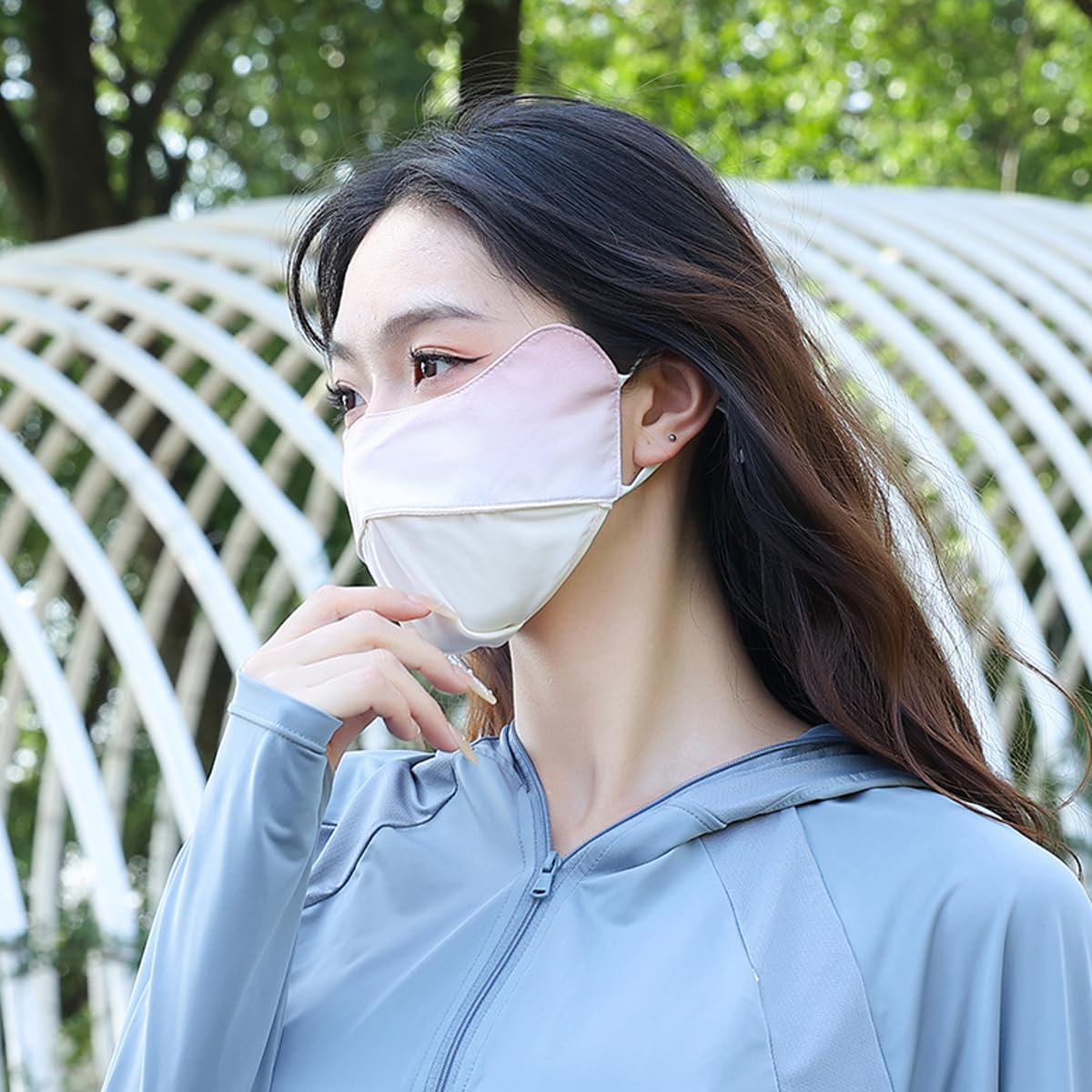 PALAY Face Mask for Cycling and Outdoor Sports with Adjustable Ties and UPF 50+ Pink